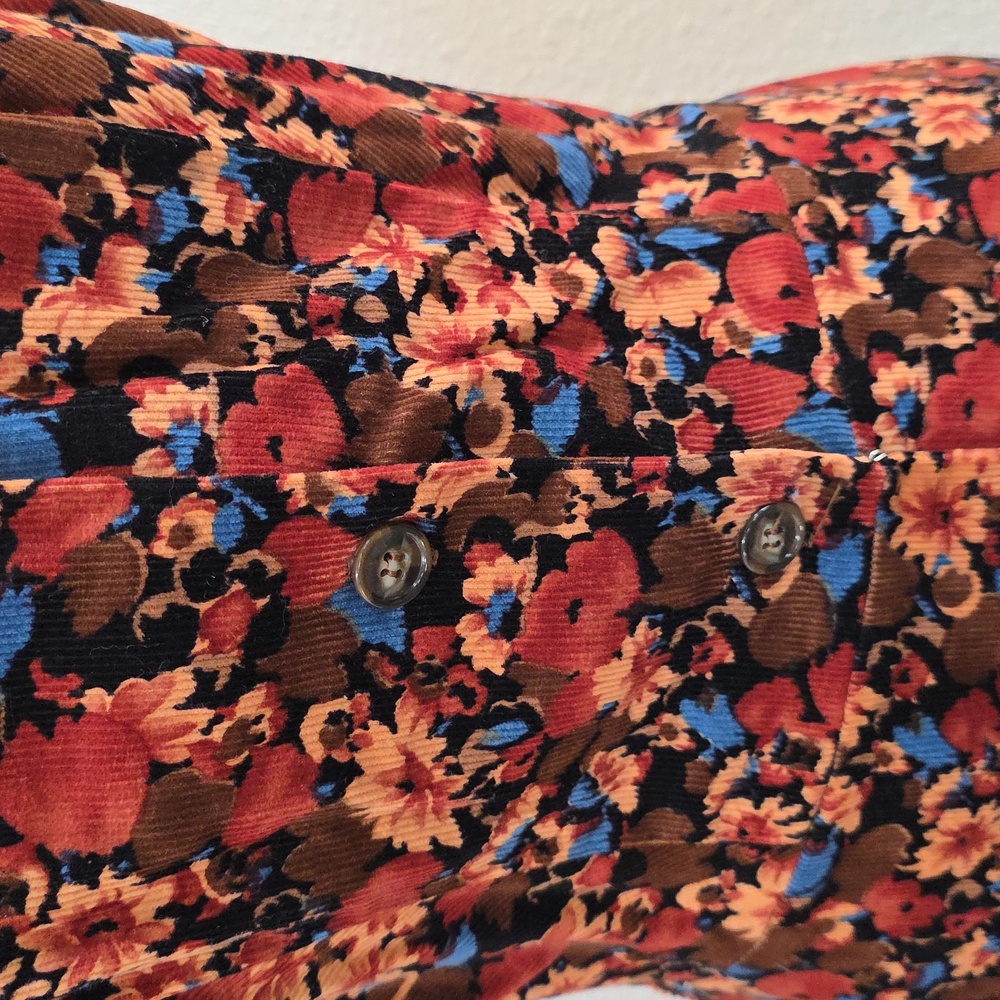 Vintage JCPenney Corduroy  Multicolor Floral Midi Dress Sz 15 - Picture 5 of 12